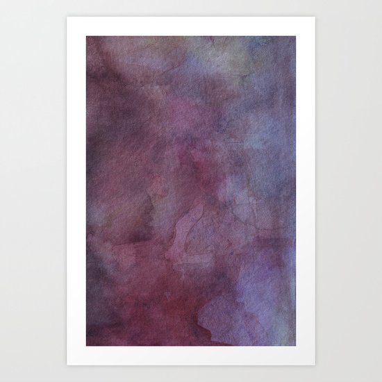 Purple Watercolor Nebula Galaxy Sky Art Print
