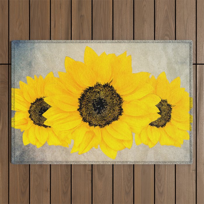 Rustic Sunflowers Outdoor Rug