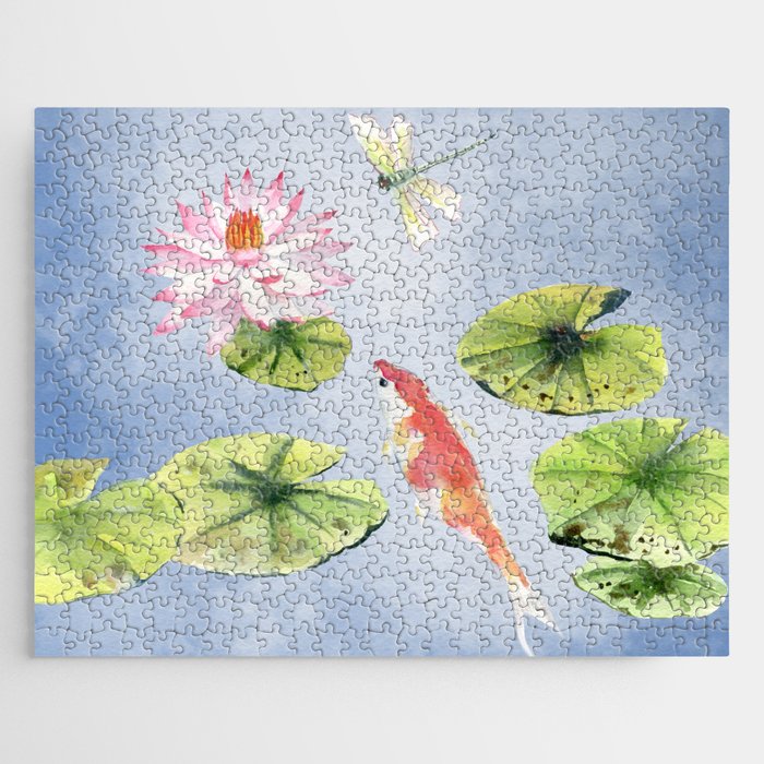 Koi Fish and Dragonfly 2 Jigsaw Puzzle