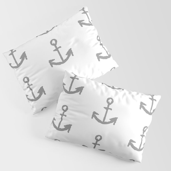 Anchors - white with gray Pillow Sham
