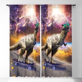 Dinosaur With Sunglasses On Skateboard In Space Blackout Curtain