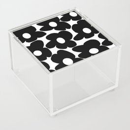 Black Retro Flowers White Background #decor #society6 #buyart Acrylic Box