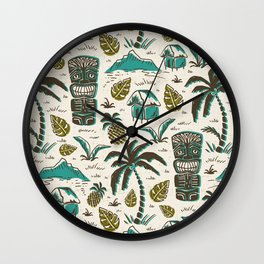 Tiki Party - Ivory Aqua Wall Clock