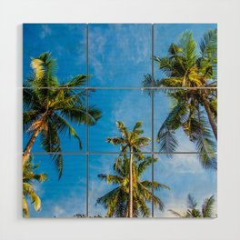 Palm Trees And Blue Sky Relaxing Home Decoration Wood Wall Art