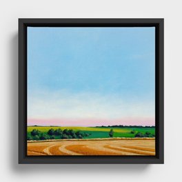 Peaceful Wheat Harvest Evening Framed Canvas