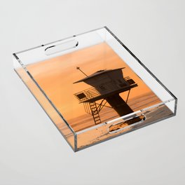 Lifeguard Tower Sunset Acrylic Tray