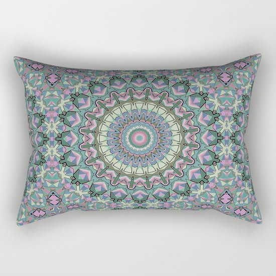 Gray green colorful ornament . Mandala . Kaleidoscope . Rectangular Pillow