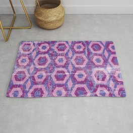 Pink and Purple Textured Hexagon Pattern Design  Rug