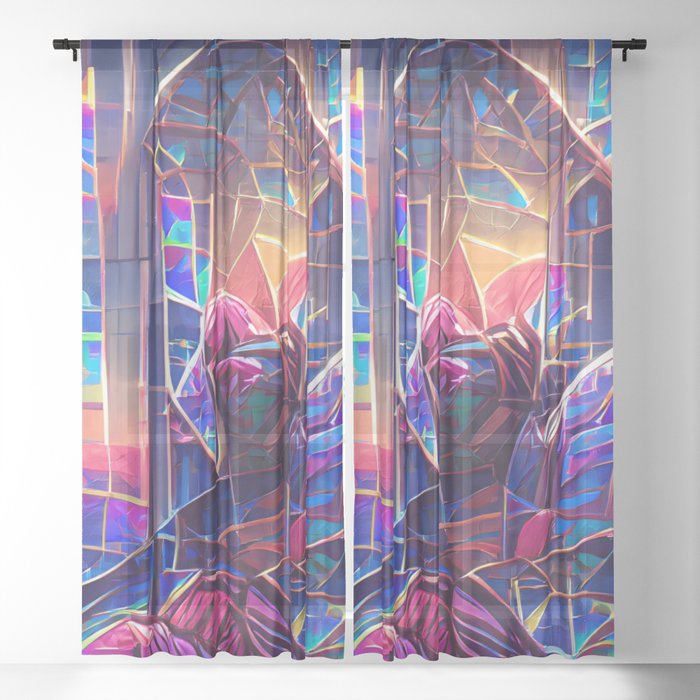 Stained Glass Abstraction Sheer Curtain