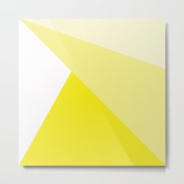 Simple Geometric Triangle Pattern - White on Yellow - Mix & Match with Simplicity of life Metal Print | Herringbone, Watercolor, Geometric, Geometry, Digital, Pattern, Sunny, White, Retro, Stripes 