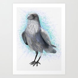 Watercolor Raven Bird Art Print