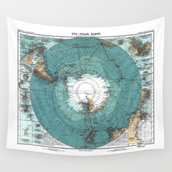 Antarctica Vintage map Wall Tapestry
