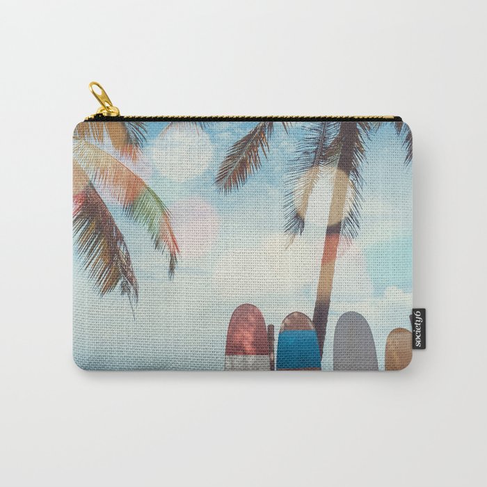 Surf Life Tropical Coastal Landscape Surfboard Scene Carry-All Pouch