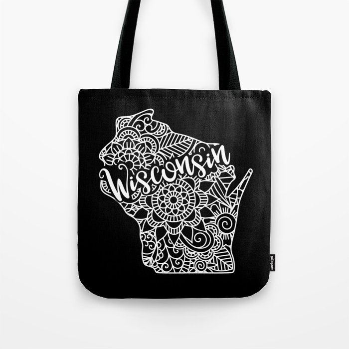 Wisconsin State Mandala USA America Pretty Floral Tote Bag