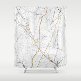 Vintage style black white gold luxury marble  Shower Curtain