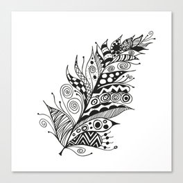 Douceur graphique : Plume zentangle, un dessin à la main captivant Canvas Print