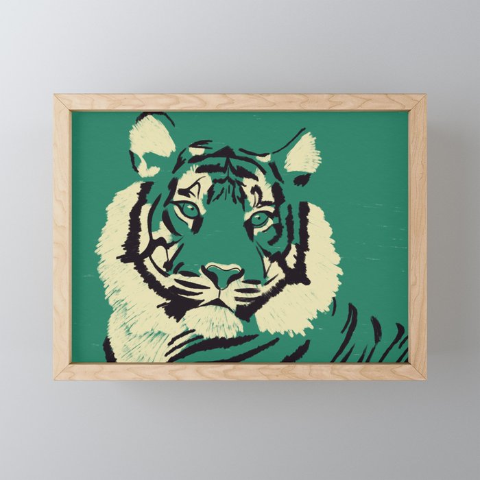 Big Cat Series - Tiger emerald Framed Mini Art Print