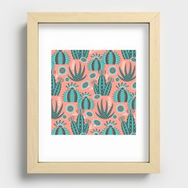 DESERT GARDEN CACTUS AND SUCCULENTS PATTERN Recessed Framed Print