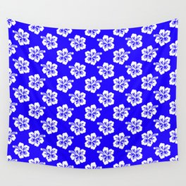 Classic Blue and White Hibiscus Pattern Wall Tapestry