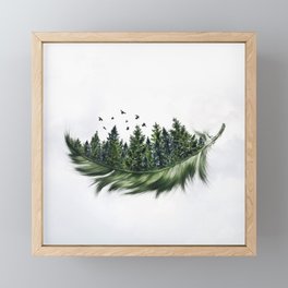 Earth Feather • Green Feather I Framed Mini Art Print