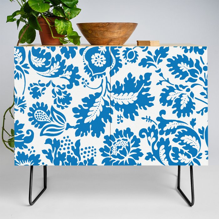 William Morris Blue Floral Pattern Vintage Blue  Floral Pattern Victorian Flower Pattern Credenza