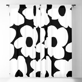 White Retro Flowers Black Background #decor #society6 #buyart Blackout Curtain