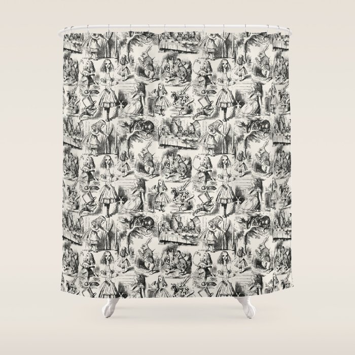 Alice In Wonderland Toile De Jouy Pattern Black Beige