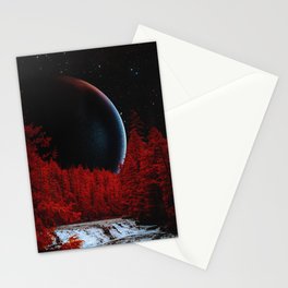 The Red Forest - Space Collage, Retro Futurism, Sci-Fi Stationery Card
