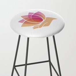 Hand holding a pink lotus flower	 Bar Stool