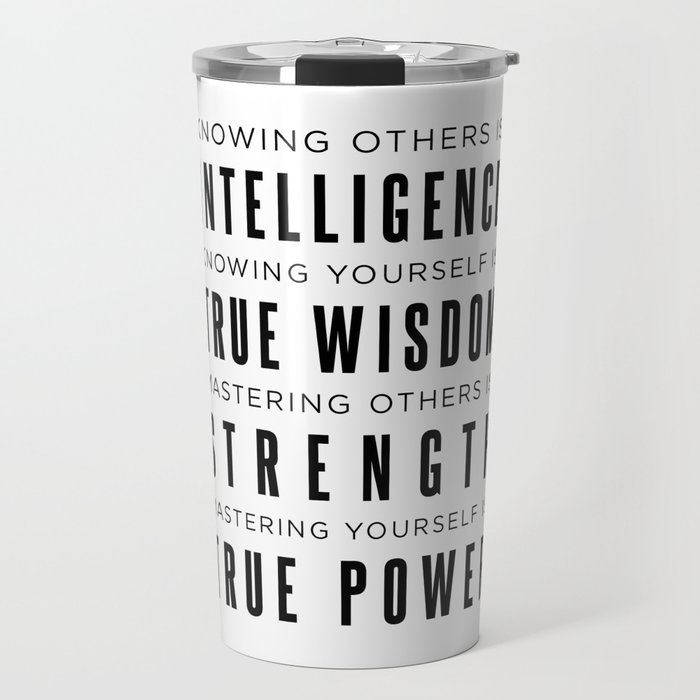 Knowing yourself is true wisdom - Lao Tzu Quote - Literature - Typography Print 1 Travel Mug