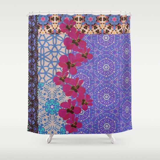 Blue Floral Shower Curtain