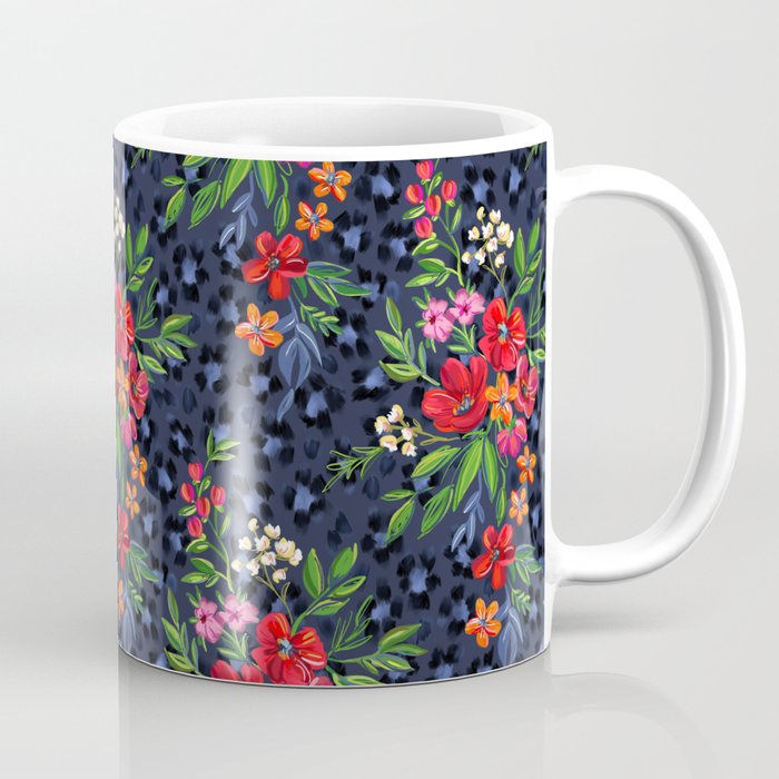 Super-saturated Leopard Print Floral Coffee Mug