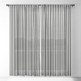 Simple Black & White Licorice Cabana Stripe Sheer Curtain