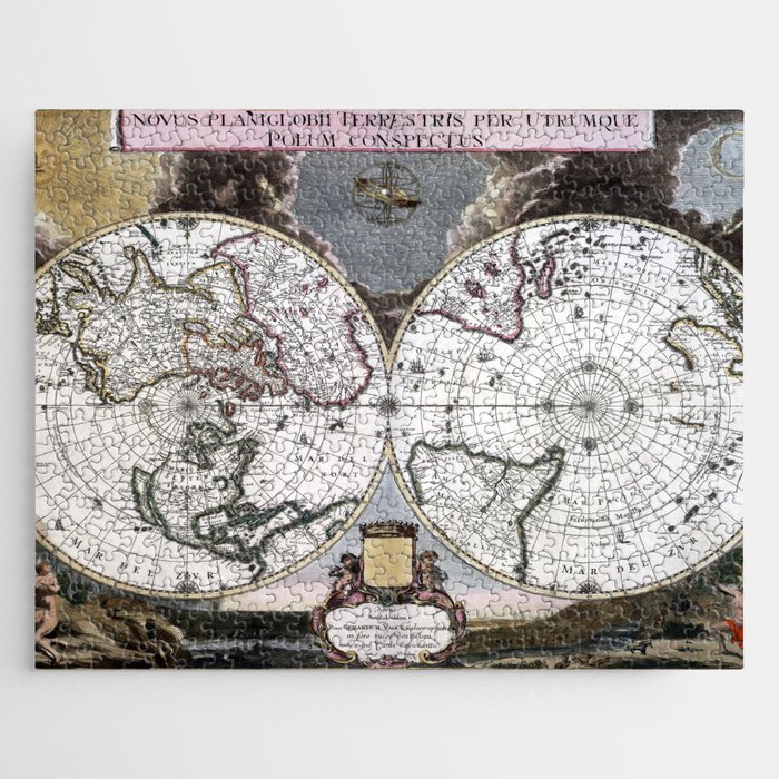 map Valck, G. (Gerard) -Novus planiglobii terrestris per utrumque polum conspectus Jigsaw Puzzle