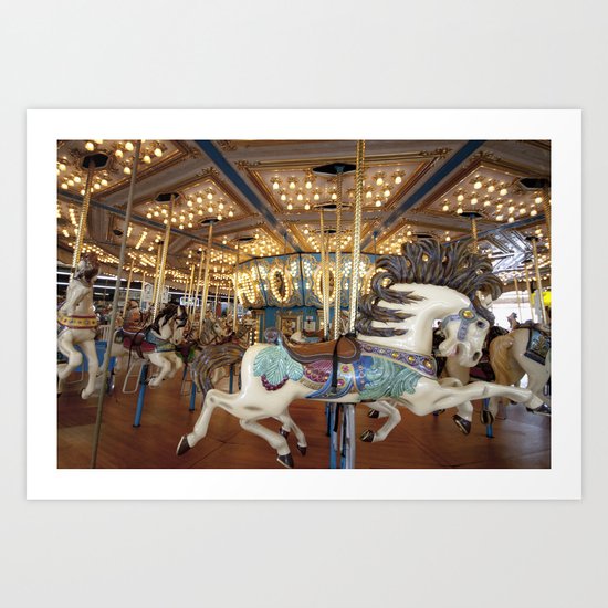 Carousel in Seaside Art Print
