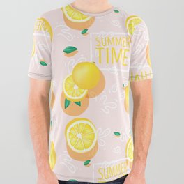 Watercolor Lemon Pattern All Over Graphic Tee