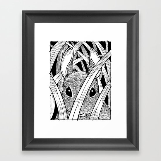 Bunny in the Grass Framed Art Print