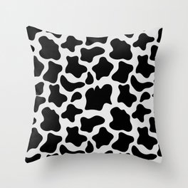 Aesthetic Cow Print Pattern - Black and White Throw Pillow