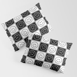 Checked Smiley Faces Pattern (Black & White) Pillow Sham