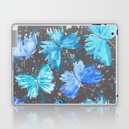 Watercolor Blue and Turquoise Butterflies 1. Laptop Skin