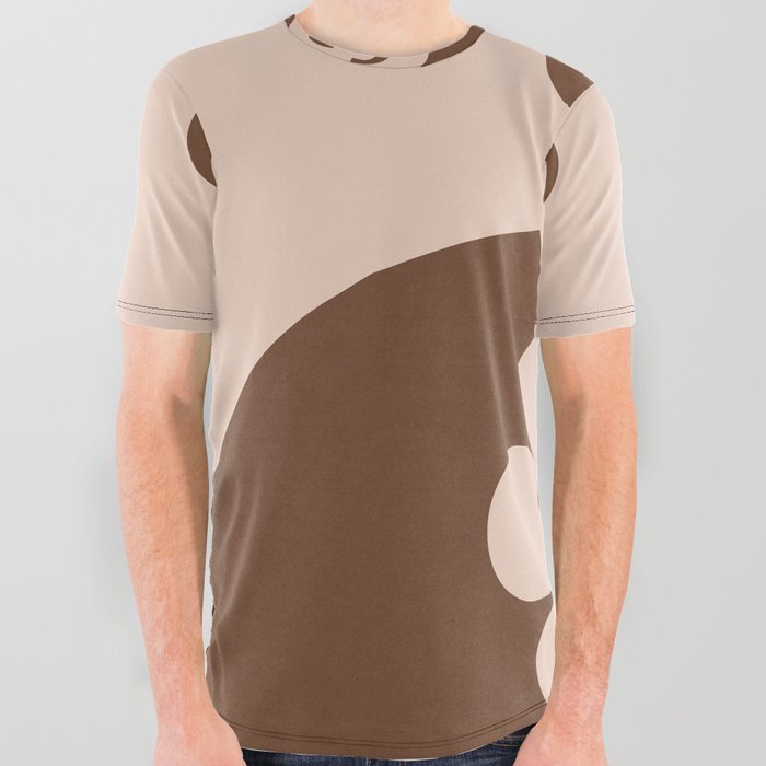 Yin yang retro floral smiley # coffee latte All Over Graphic Tee
