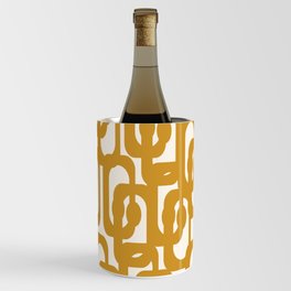 Midcentury Modern Loop Pattern in Dark Mustard and Light Cream Wine Chiller