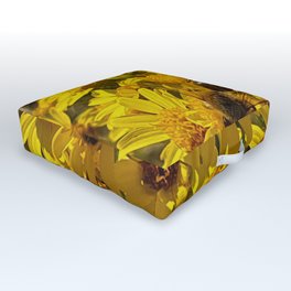 Bee Foraging Yellows  Outdoor Floor Cushion