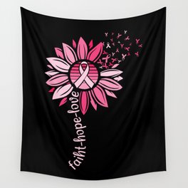 Breast Cancer Awareness Sunflower Wall Tapestry
