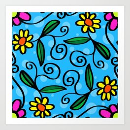 Bubbles and Flowers Pattern Art Print
