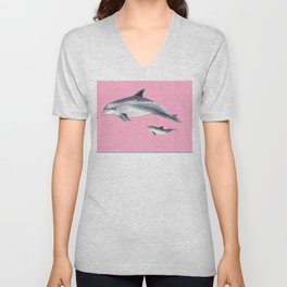 Bottlenose dolphin pink V Neck T Shirt