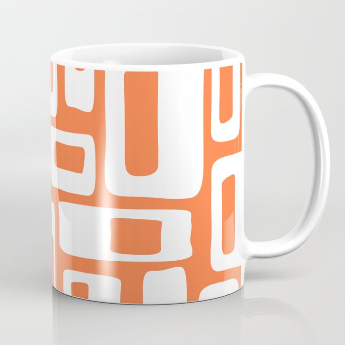 Retro Mid Century Modern Abstract Pattern 335 Orange Coffee Mug