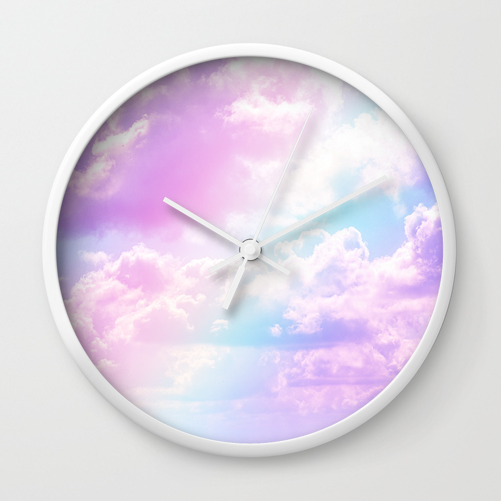 Pastel Rainbow Aesthetic Wall Clock By The Thiiird Society6