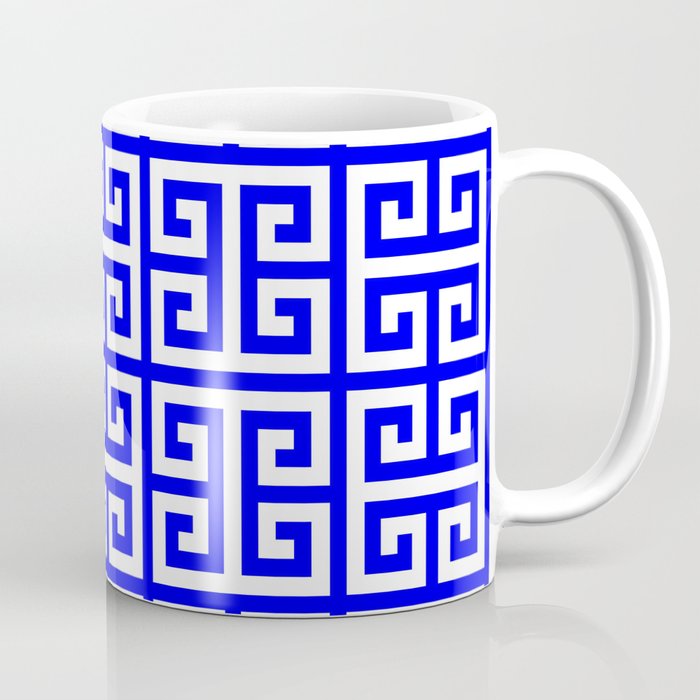 Greek Key (Blue & White Pattern) Coffee Mug
