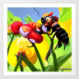 Abstract AI generative ART - Pollinate 7 Art Print